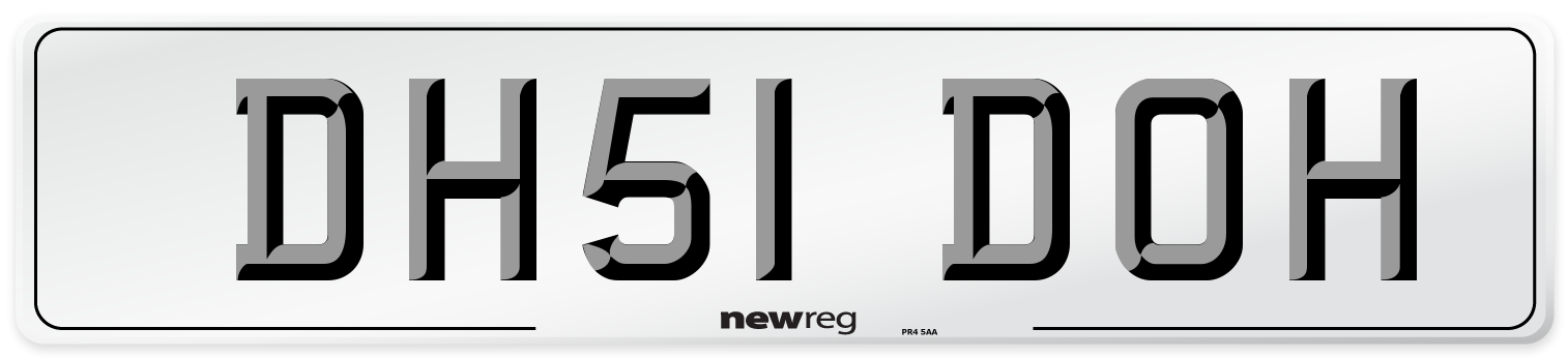 DH51 DOH Number Plate from New Reg